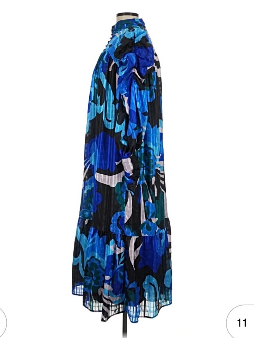 Ciebon Blue Floral Long-Sleeve Midi Dress - Women - Picture 2 of 5